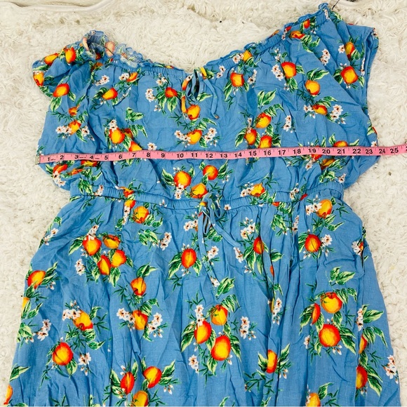 Torrid blue pocket orange print Floral Maxi Dress size 3X - Picture 16 of 17